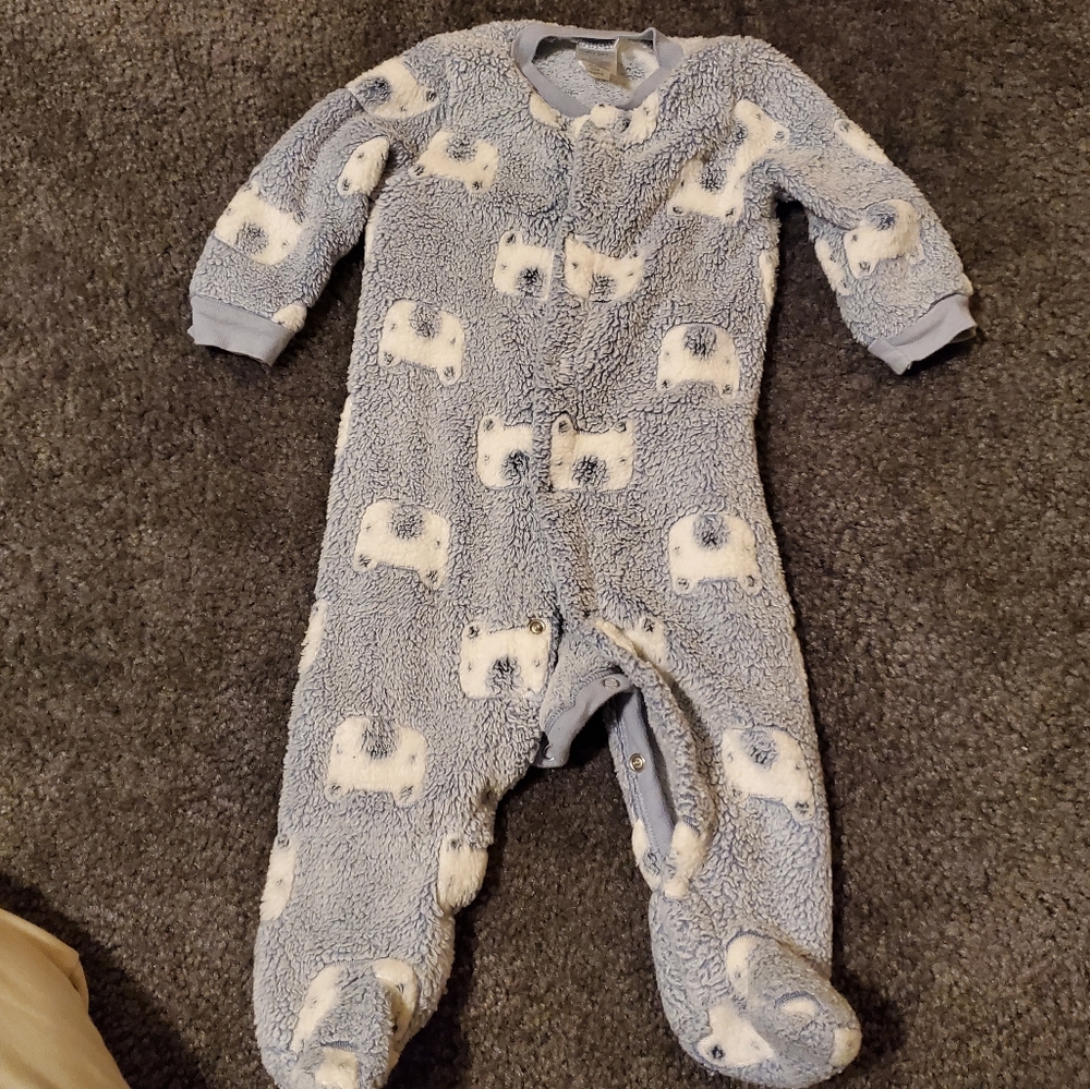 Baby blue fleece button up feeties